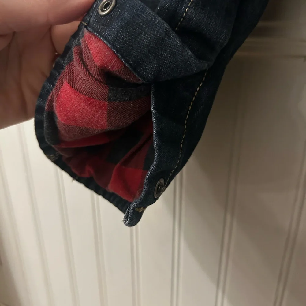 Vintage OshKosh B'gosh Baby 3 Months Dark Blue Denim Flannel Lined Overalls